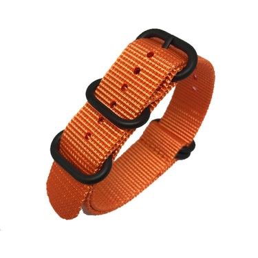 Zulu Military Style Strap - Orange - Black Buckle